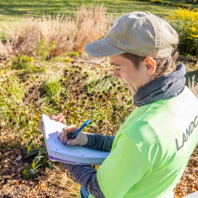 Person evaluating landscape