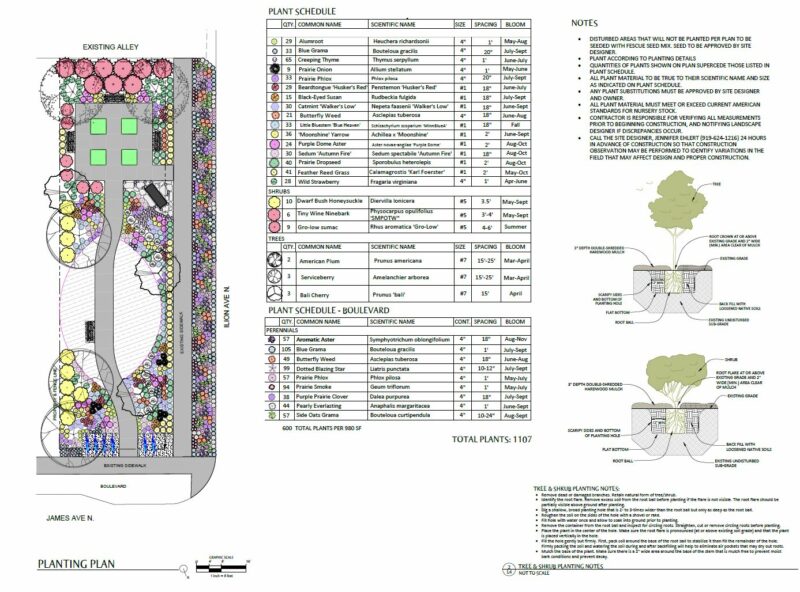 Small park design with plant choices list